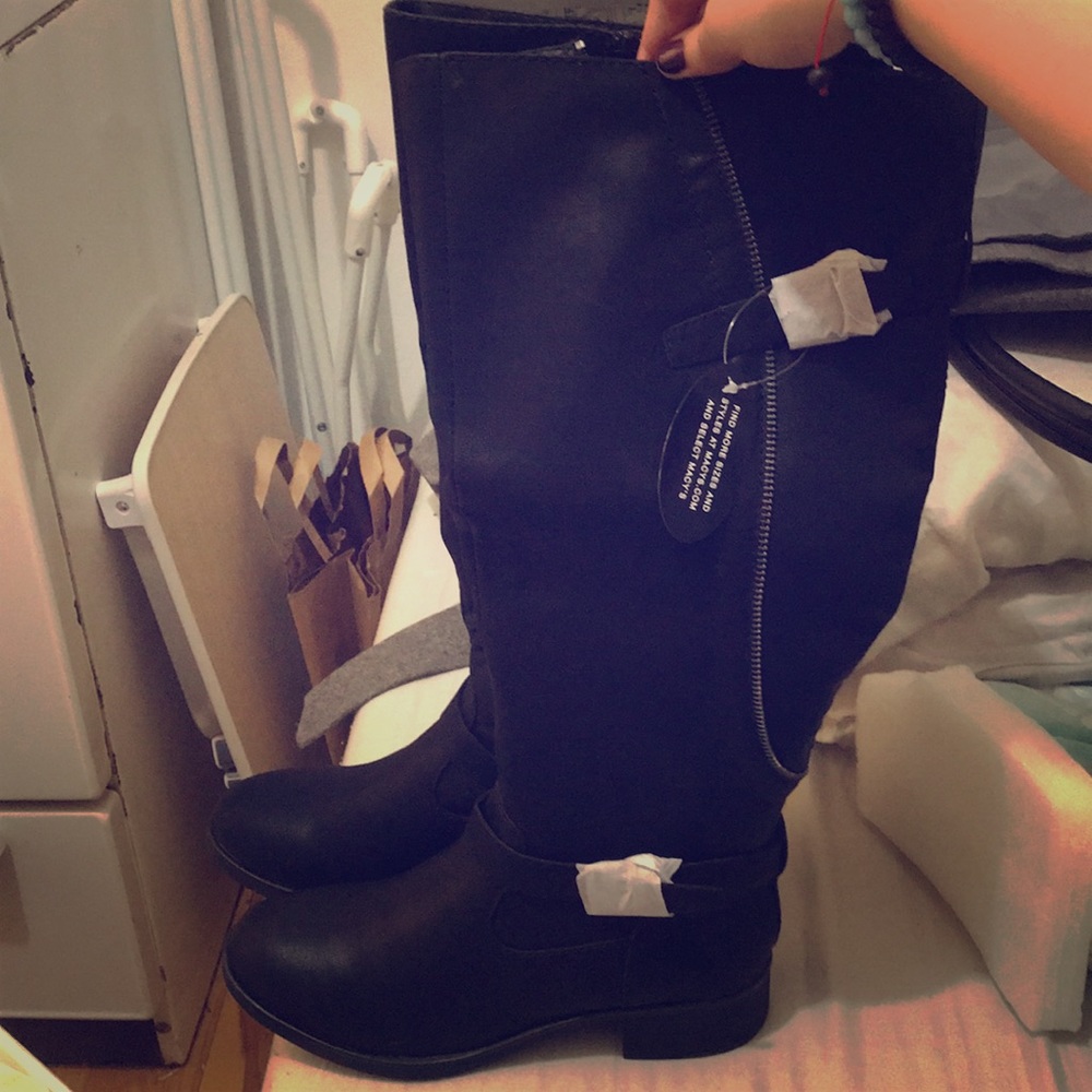 Style&Co. Gayge Black Wide Calf Riding Boots.